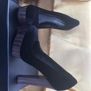 Velvet black fabric heels
